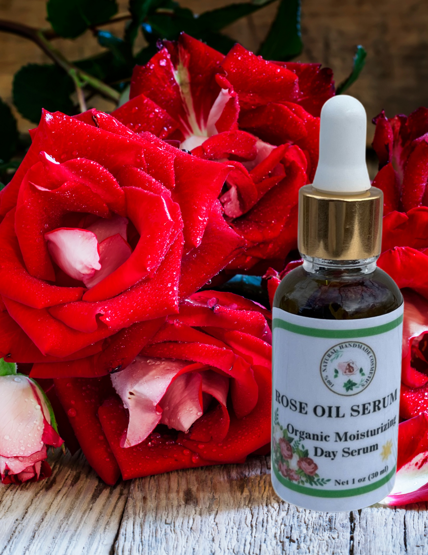 Organic Rose Oil Moisturizing Facial Serum, for the Day.